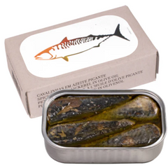 Spiced Small Mackerel in Extra Virgin Olive Oil JOSE Gourmet 120g Tin | Caballitas Picantes en Aceite de Oliva JOSE Gourmet 90g Tin