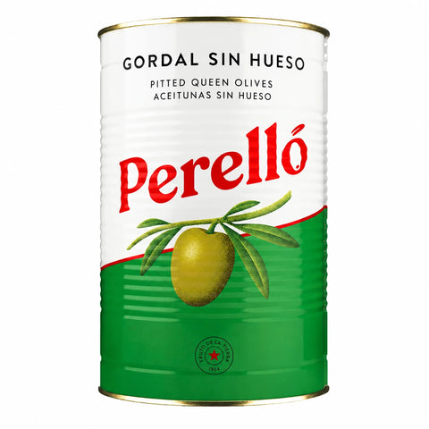 Pitted Gordal Olives Perello 4.15kg Tin | Aceitunas Gordal Sin Hueso Perello 4.15kg Tin
