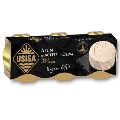 Yellowfin Tuna in Extra Virgin Olive Oil Usisa 3 x 80g Tins| Atún Claro en Aceite de Oliva Virgen Extra Usisa  3 x 80 g