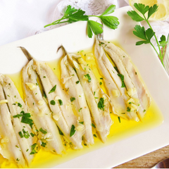 White Anchovy Fillets in Olive Oil Anxoves de L' Escala 120g Blister | Boquerones L' Escala en Aceite de Oliva