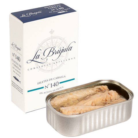 Mackerel Fillets in Olive Oil La Brujula 115g | Filetes de Caballa en Aceite de Oliva La Brujula 115g Tin