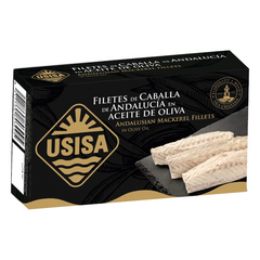 Andalusian Mackerel Fillets in Olive Oil Usisa 120g Tin| Filetes de Caballa Andaluza en Aceite de Oliva Usisa 120 g