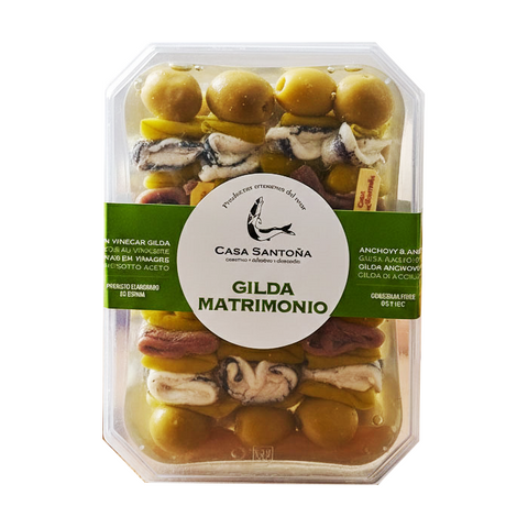 Skewer Gilda Matrimonio Casa Santona 220g (8 pcs) Terrine  | Pincho Gilda Matrimonio con Boqueron y Anachoa 220g (8 Pcs)