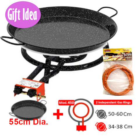 Paella Pan 55 Cm. & Gas Burner MOD 450| Paella 55 Cm. y Difusor de Gas MOD 450