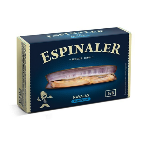 Razor Clams in Brine 5/8 Espinaler 110g Tin | Navajas al Natural 5/8 Espinaler 110g