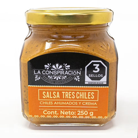 Three Chilis Sauce La Conspiracion 250g Glass Jar | Salsa Tres Chiles La Conspiracion 250g Cristal