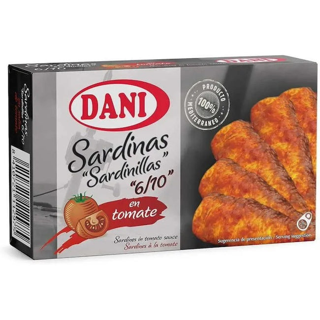 Small Sardines in Tomato Sauce Dani  6/10  90g Tin | Sardinillas en Salsa de Tomate Dani 6/10 - 90g