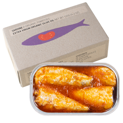 Sardines in Organic Tomato Sauce and EVOO JOSE Gourmet 120g Tin