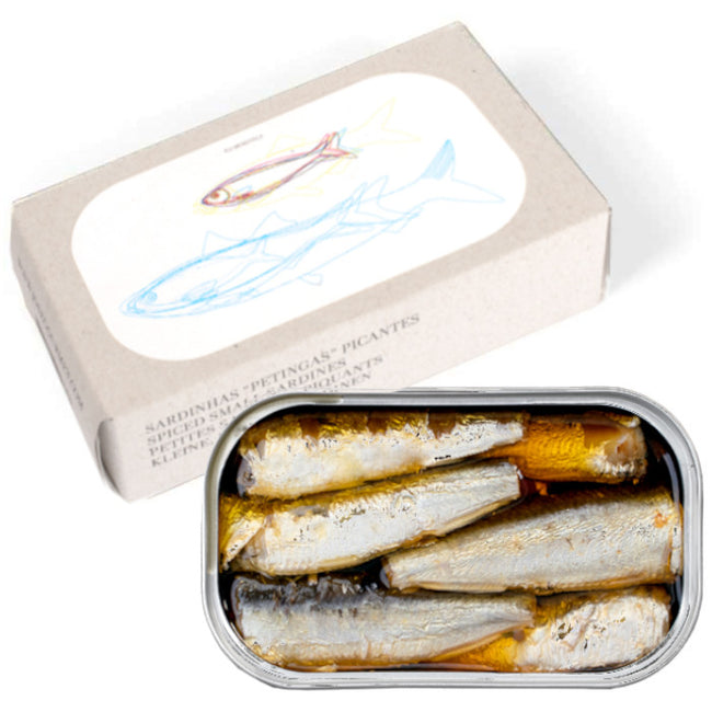 Spiced Small Sardine Petinga in Extra Virgin Olive Oil JOSE Gourmet 90g Tin | Sardinillas Petinga Picantes JOSE Gourmet 90g Tin