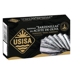 Small Sardines in Olive Oil Usisa 120g Tin| Sardinillas en Aceite de Oliva Usisa de 120 g
