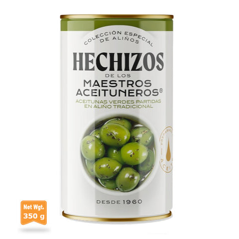 Marinated Green Crushed Olives Embrujos MAESTROS ACEITUNEROS | Aceituns Marinadas Embrujos MAESTROS ACEITUNEROS