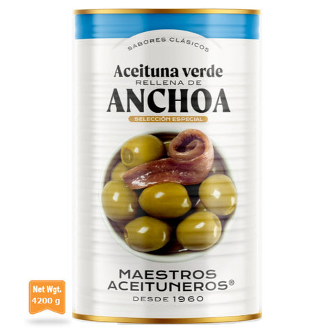 Anchovy Stuffed Olives Special Selection MAESTROS | Aceitunas Rellenas de Anchoa Seleccion Especial MAESTROS